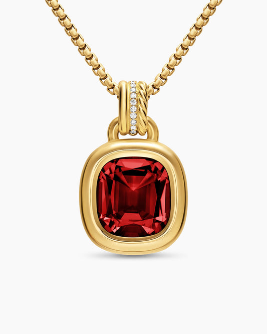 David Yurman DY Mercer® Color Amulet in 18K Yellow Gold with Rhodolite Garnet and Diamonds, 13mm David Yurman Women’s