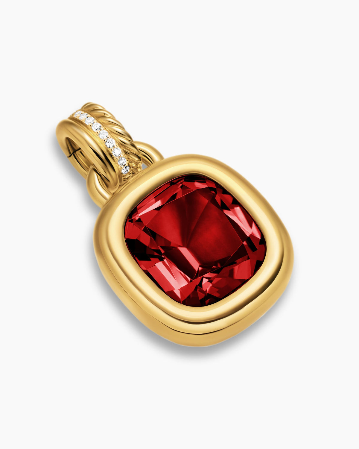 David Yurman DY Mercer® Color Amulet in 18K Yellow Gold with Rhodolite Garnet and Diamonds, 13mm David Yurman Women’s