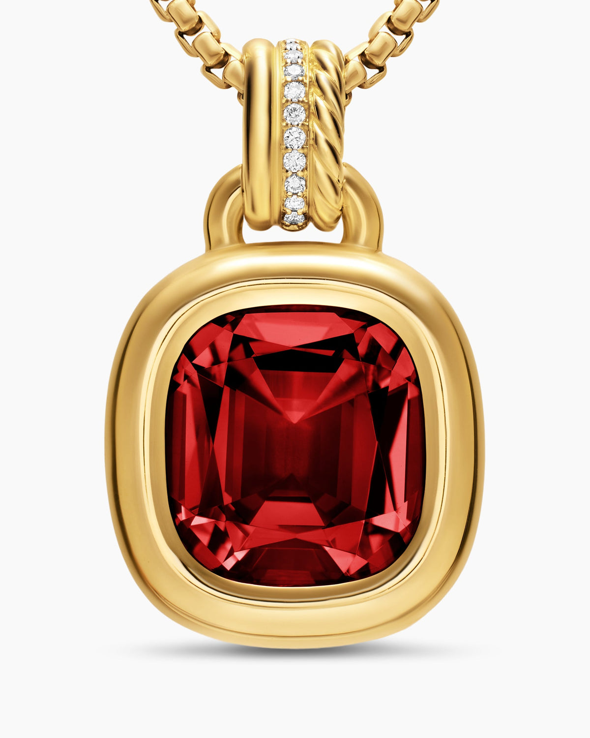 David Yurman DY Mercer® Color Amulet in 18K Yellow Gold with Rhodolite Garnet and Diamonds, 13mm David Yurman Women’s