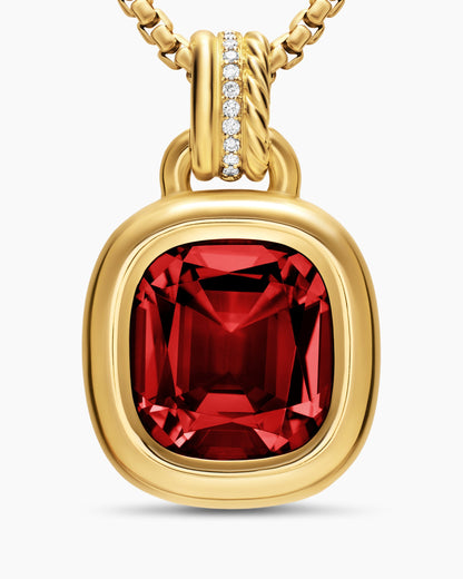 David Yurman DY Mercer® Color Amulet in 18K Yellow Gold with Rhodolite Garnet and Diamonds, 13mm David Yurman Women’s