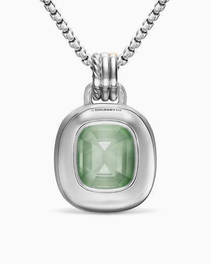 David Yurman DY Mercer® Color Amulet in Sterling Silver with 18K Yellow Gold, Prasiolite and Diamonds, 17mm David Yurman Women’s