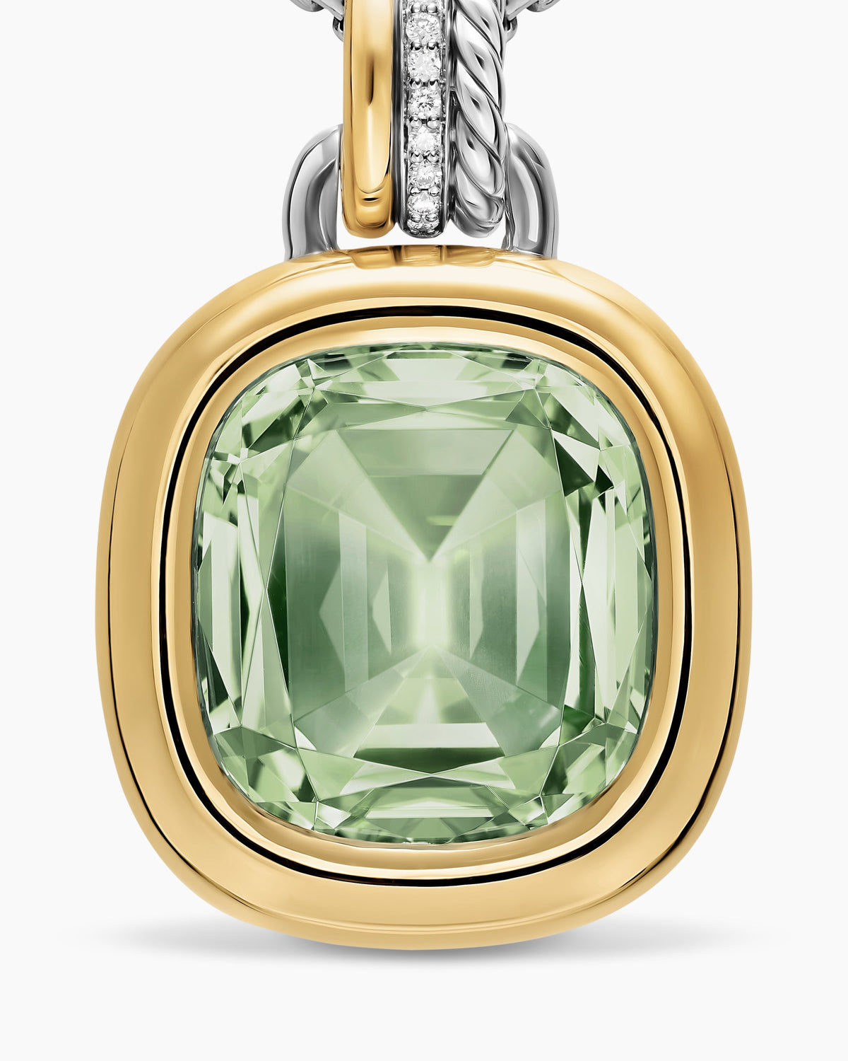David Yurman DY Mercer® Color Amulet in Sterling Silver with 18K Yellow Gold, Prasiolite and Diamonds, 17mm David Yurman Women’s