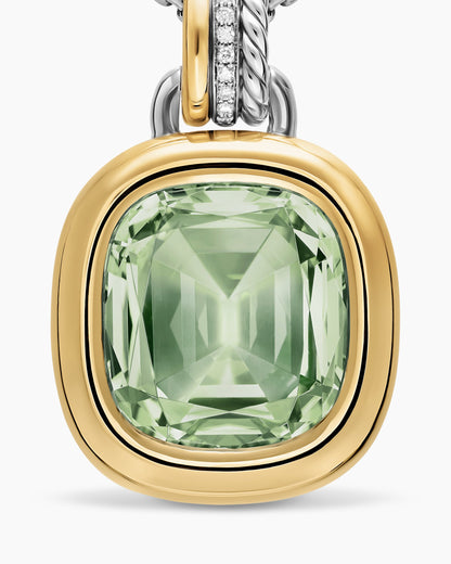 David Yurman DY Mercer® Color Amulet in Sterling Silver with 18K Yellow Gold, Prasiolite and Diamonds, 17mm David Yurman Women’s