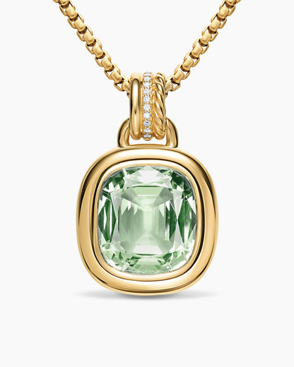 David Yurman DY Mercer® Color Amulet in 18K Yellow Gold with Prasiolite and Diamonds, 17mm David Yurman Women’s