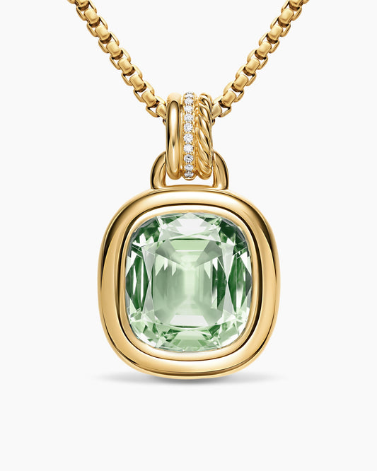 David Yurman DY Mercer® Color Amulet in 18K Yellow Gold with Prasiolite and Diamonds, 17mm David Yurman Women’s