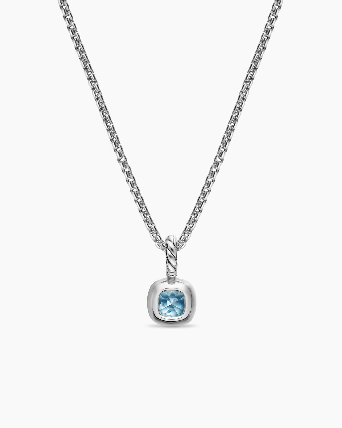 David Yurman Mini Cushion Cut Amulet in Sterling Silver with 14K Yellow Gold and Sky Blue Topaz, 5.5mm David Yurman Women’s
