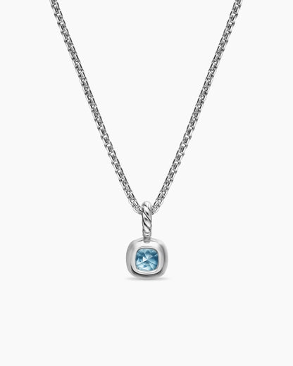 David Yurman Mini Cushion Cut Amulet in Sterling Silver with 14K Yellow Gold and Sky Blue Topaz, 5.5mm David Yurman Women’s