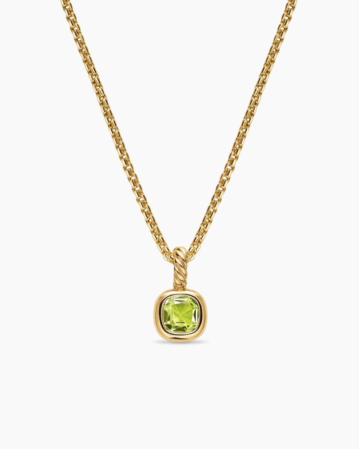 David Yurman Mini Cushion Cut Amulet in 18K Yellow Gold with Peridot, 5.5mm David Yurman Women’s