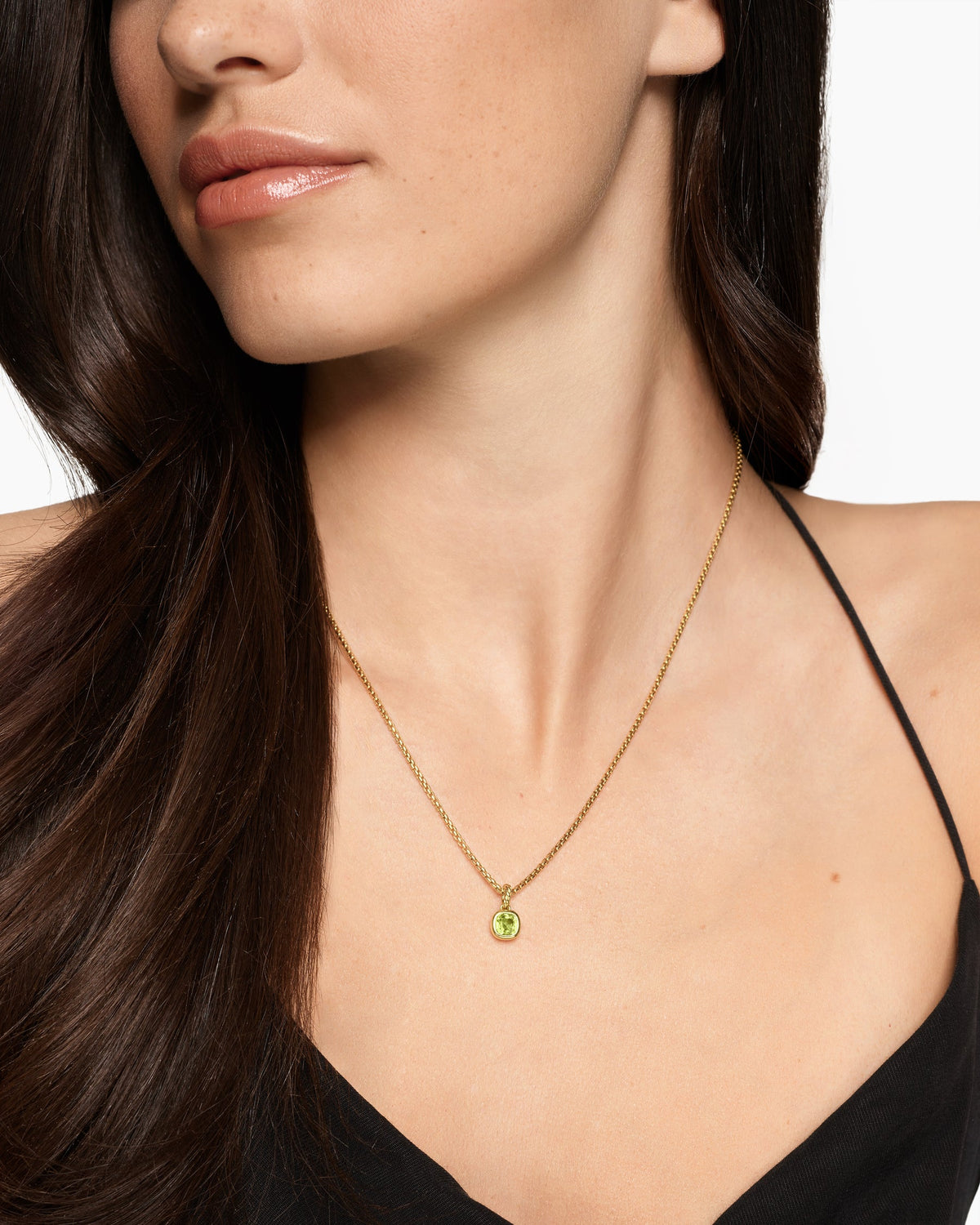 David Yurman Mini Cushion Cut Amulet in 18K Yellow Gold with Peridot, 5.5mm David Yurman Women’s