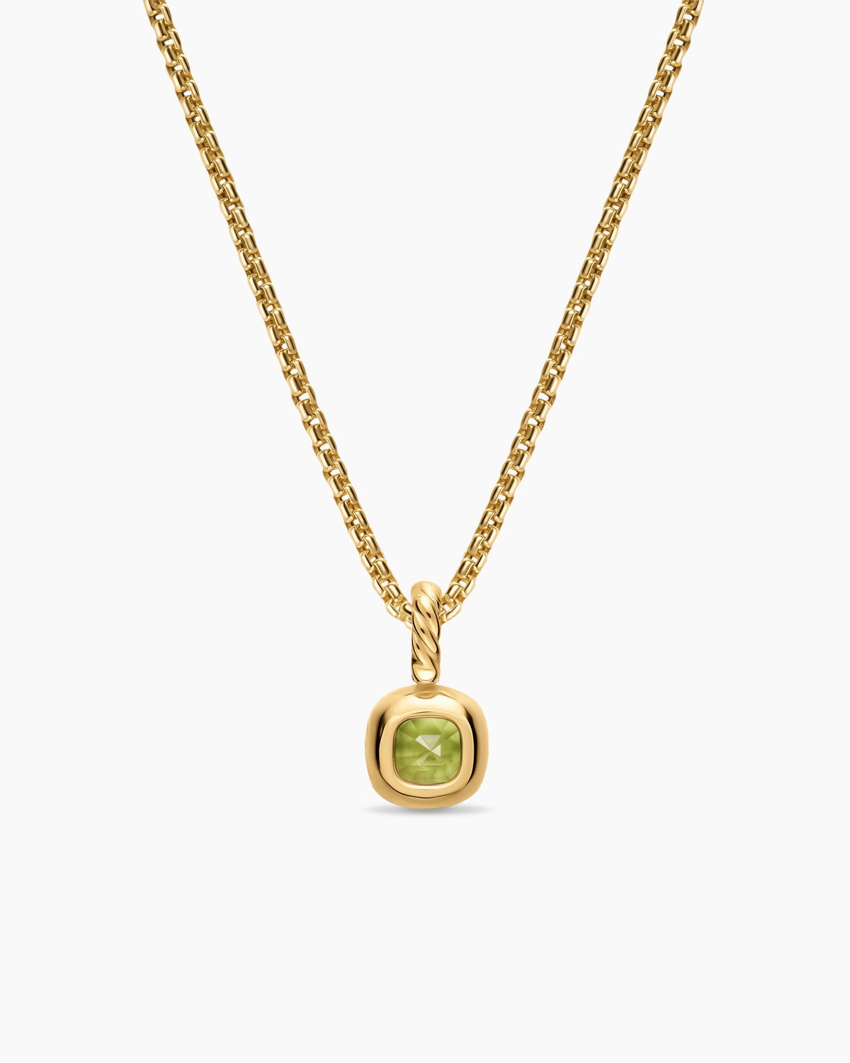 David Yurman Mini Cushion Cut Amulet in 18K Yellow Gold with Peridot, 5.5mm David Yurman Women’s