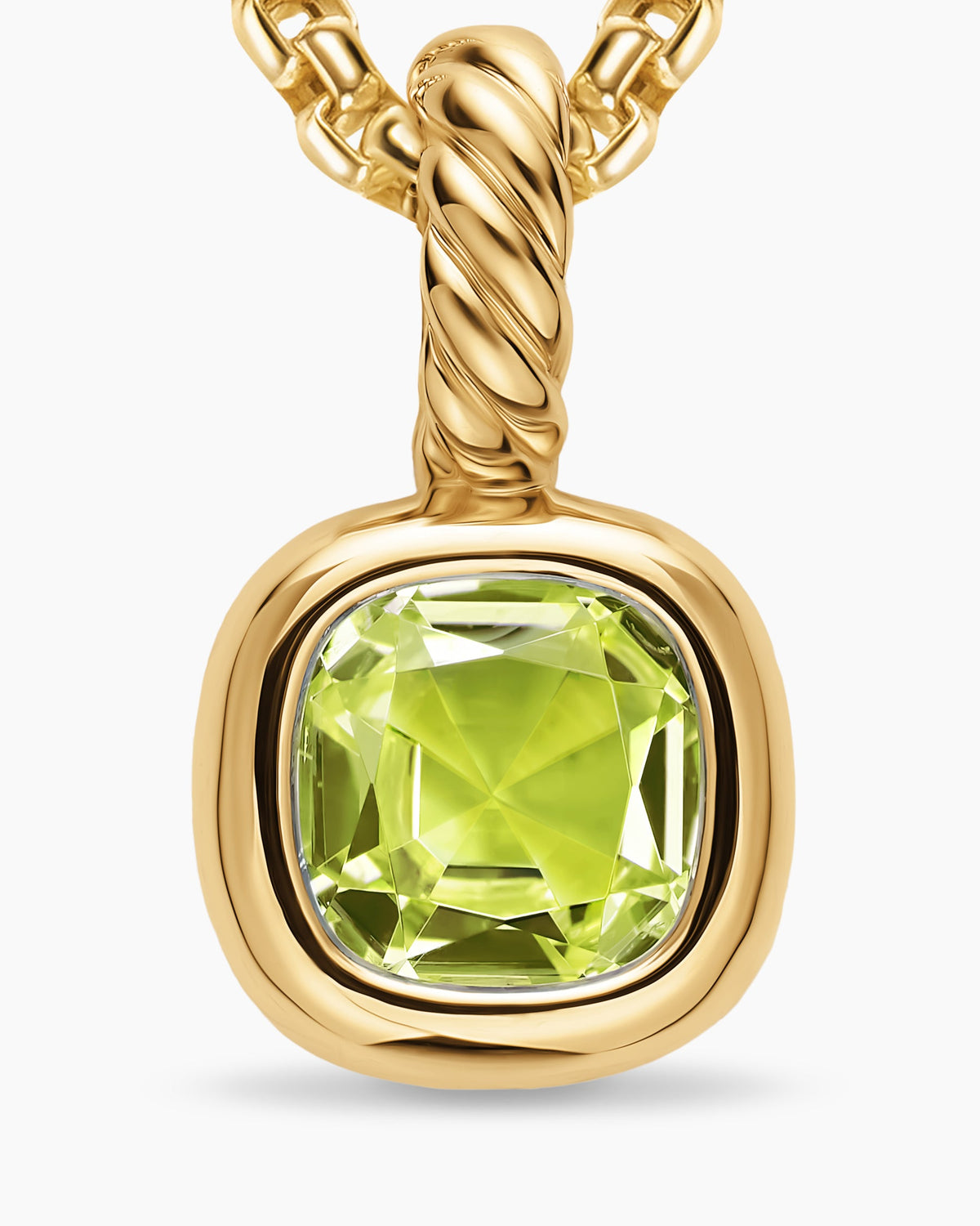 David Yurman Mini Cushion Cut Amulet in 18K Yellow Gold with Peridot, 5.5mm David Yurman Women’s