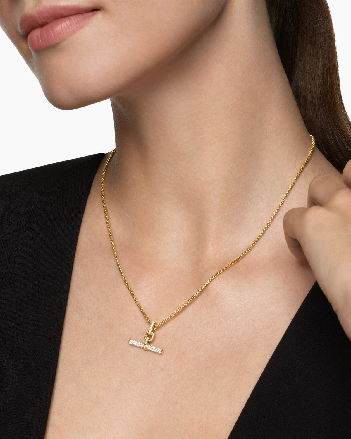 David Yurman DY Madison® Toggle Pendant in 18K Yellow Gold with Diamonds, 20.2mm David Yurman Women’s