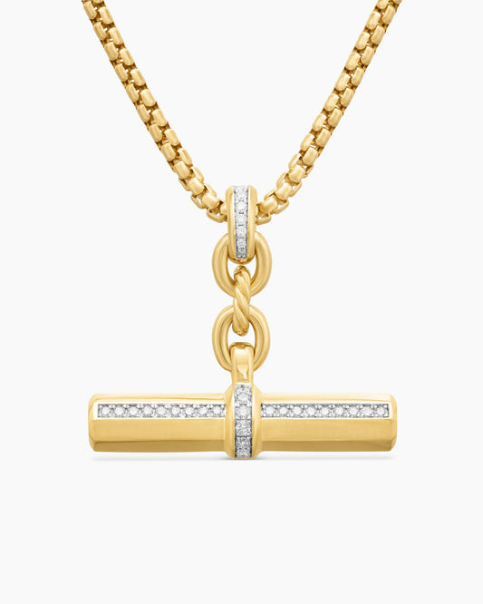 David Yurman Lexington E/W Barrel Pendant in 18K Yellow Gold with Diamonds, 32mm David Yurman Women’s