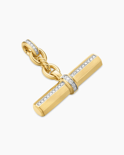 David Yurman Lexington E/W Barrel Pendant in 18K Yellow Gold with Diamonds, 32mm David Yurman Women’s