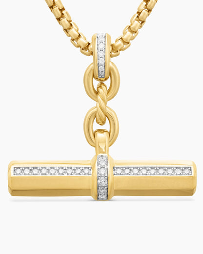 David Yurman Lexington E/W Barrel Pendant in 18K Yellow Gold with Diamonds, 32mm David Yurman Women’s