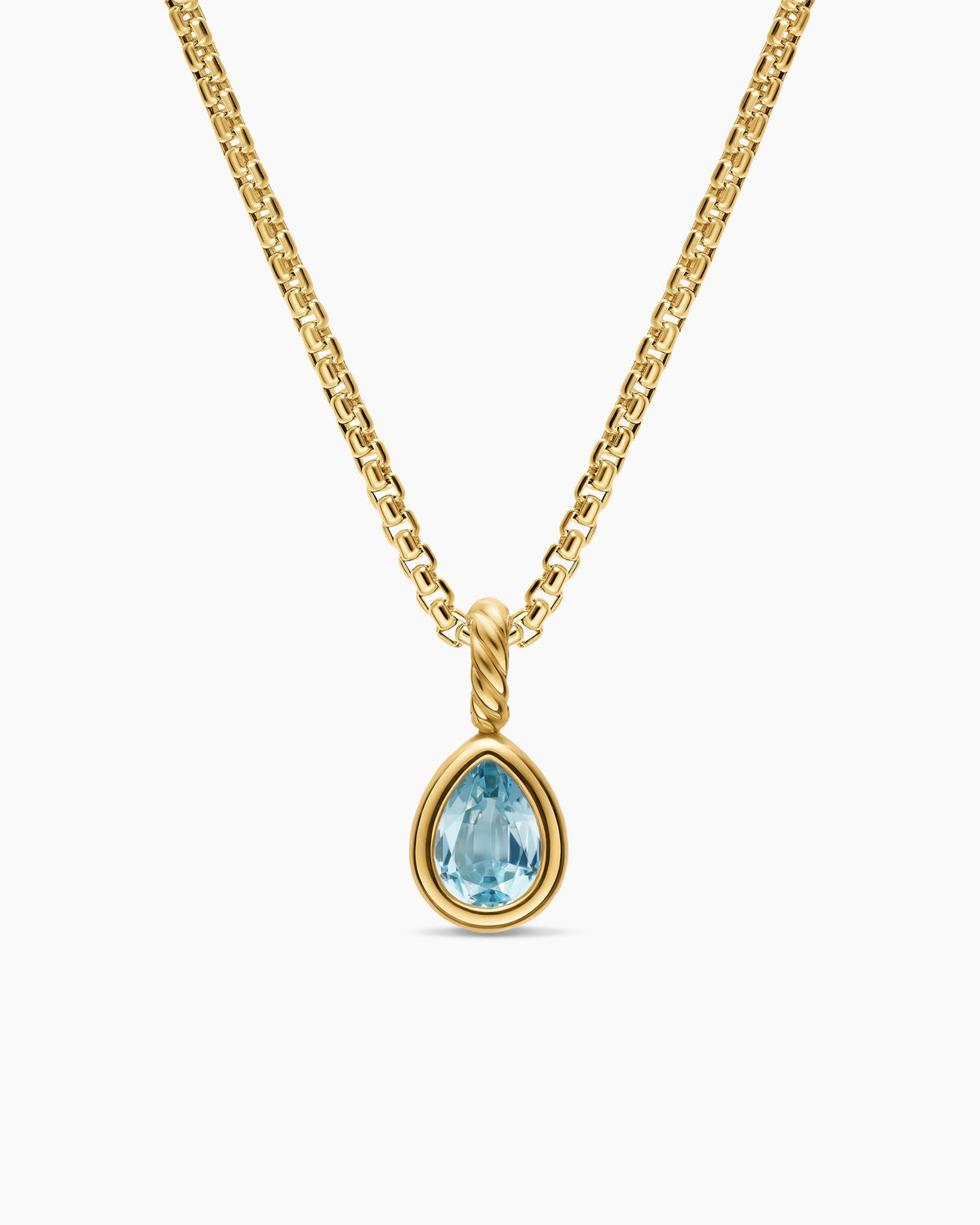 David Yurman Mini Pear Cut Amulet in 18K Yellow Gold with Sky Blue Topaz, 11mm David Yurman Women’s