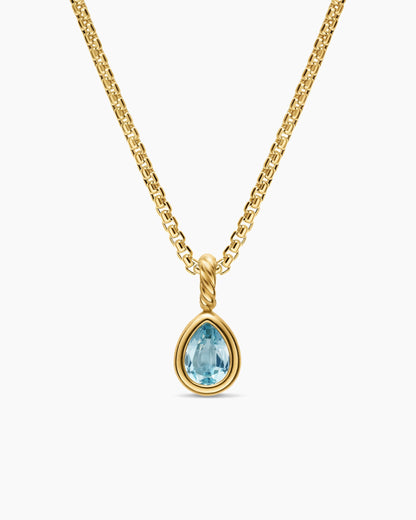 David Yurman Mini Pear Cut Amulet in 18K Yellow Gold with Sky Blue Topaz, 11mm David Yurman Women’s