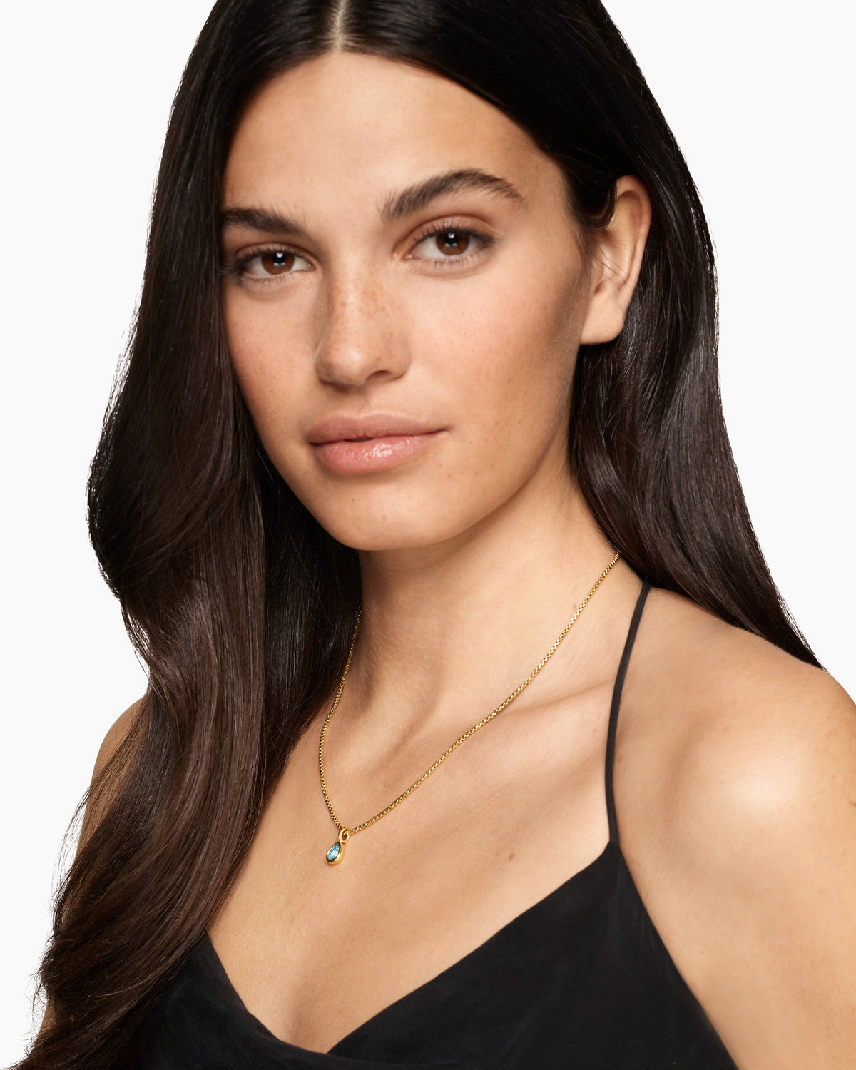 David Yurman Mini Pear Cut Amulet in 18K Yellow Gold with Sky Blue Topaz, 11mm David Yurman Women’s