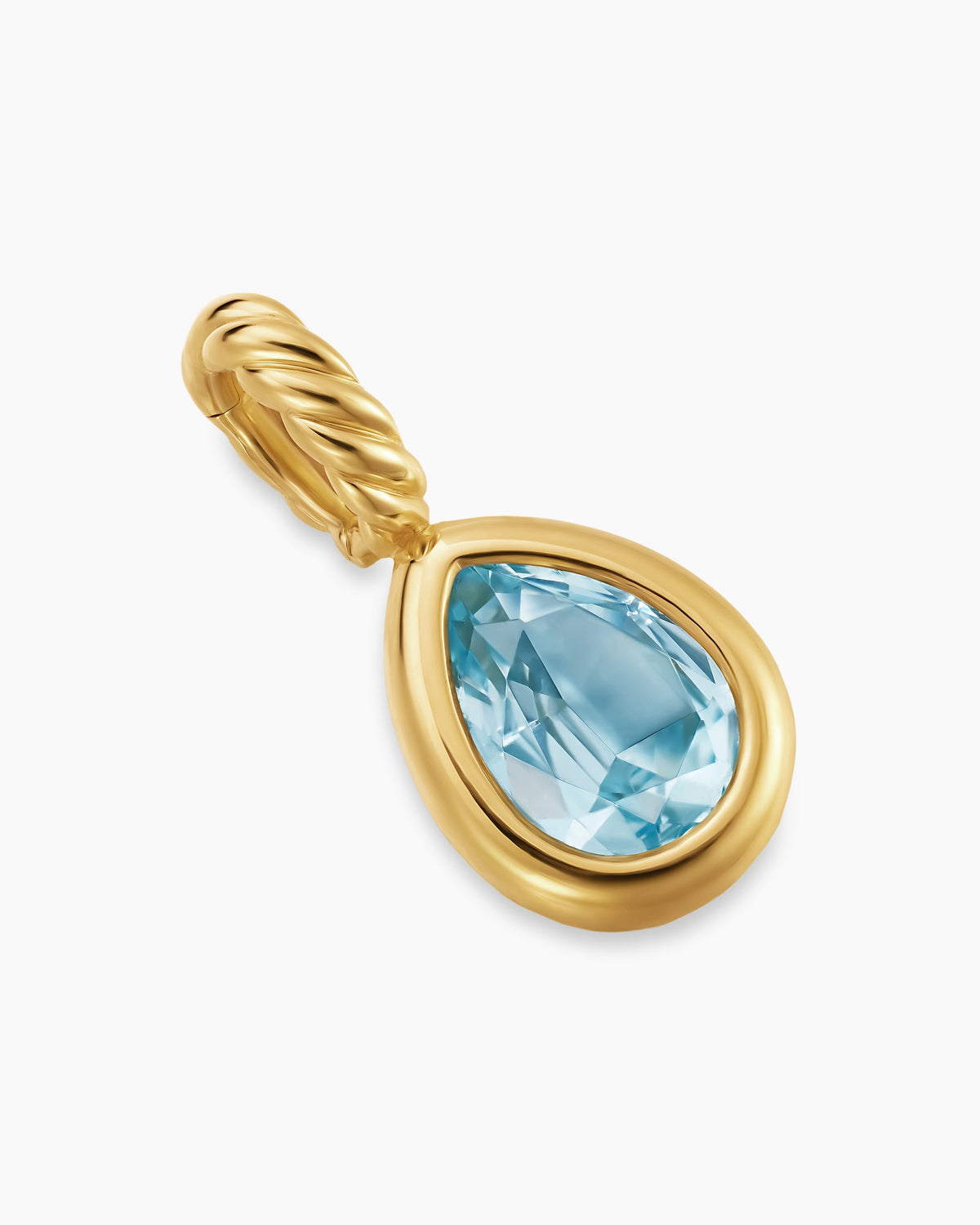 David Yurman Mini Pear Cut Amulet in 18K Yellow Gold with Sky Blue Topaz, 11mm David Yurman Women’s