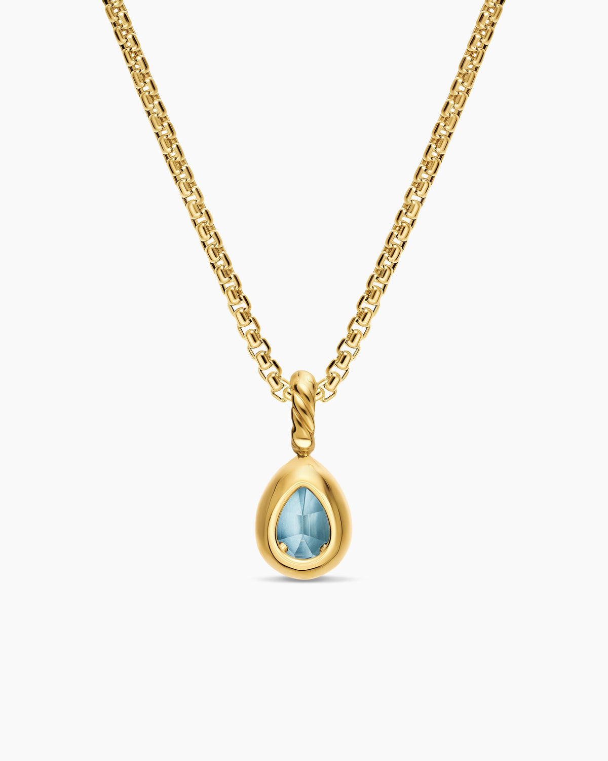 David Yurman Mini Pear Cut Amulet in 18K Yellow Gold with Sky Blue Topaz, 11mm David Yurman Women’s