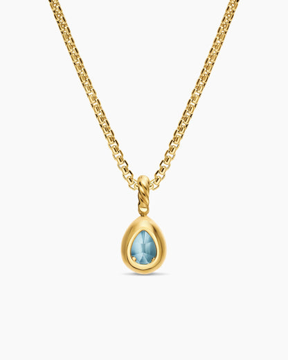 David Yurman Mini Pear Cut Amulet in 18K Yellow Gold with Sky Blue Topaz, 11mm David Yurman Women’s