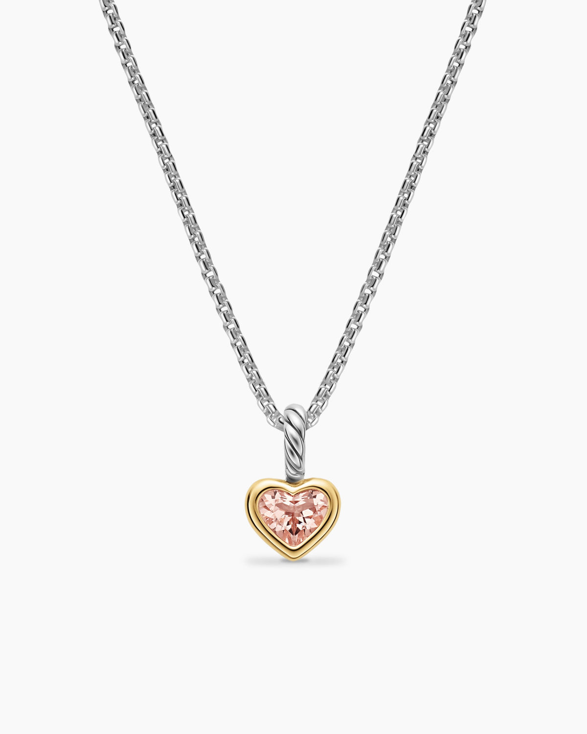 David Yurman Mini Heart Amulet in Sterling Silver with 14K Yellow Gold and Morganite, 7.2mm David Yurman Women’s