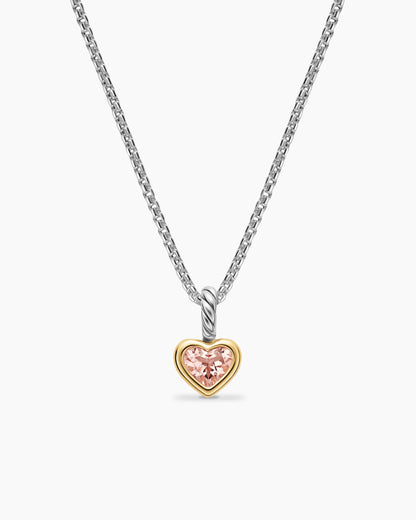 David Yurman Mini Heart Amulet in Sterling Silver with 14K Yellow Gold and Morganite, 7.2mm David Yurman Women’s