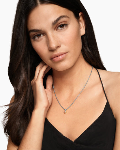David Yurman Mini Heart Amulet in Sterling Silver with 14K Yellow Gold and Morganite, 7.2mm David Yurman Women’s