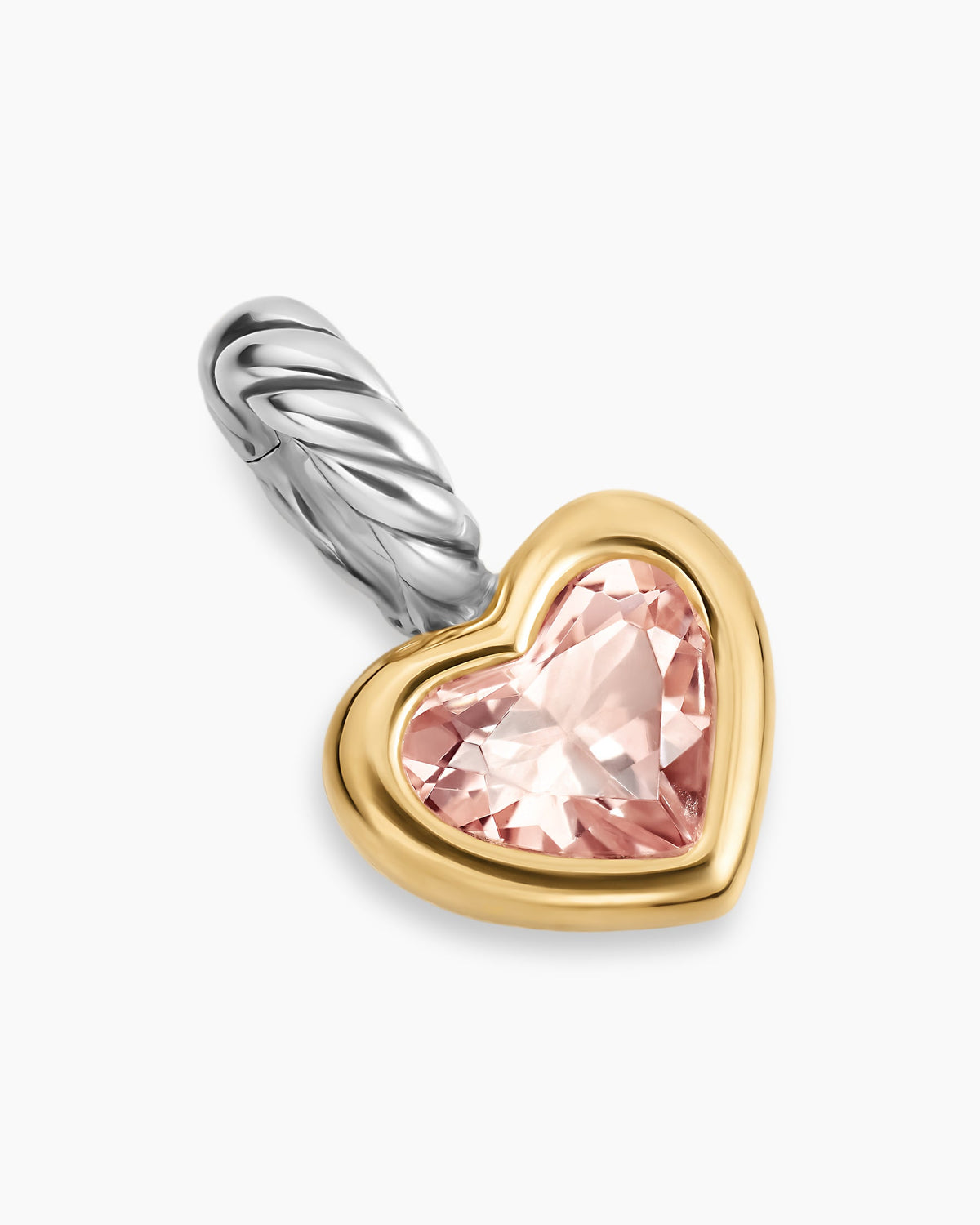 David Yurman Mini Heart Amulet in Sterling Silver with 14K Yellow Gold and Morganite, 7.2mm David Yurman Women’s