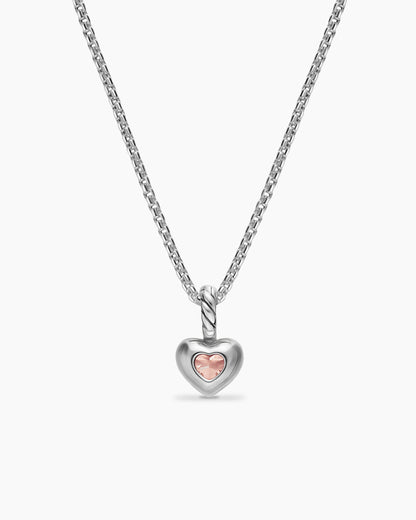 David Yurman Mini Heart Amulet in Sterling Silver with 14K Yellow Gold and Morganite, 7.2mm David Yurman Women’s