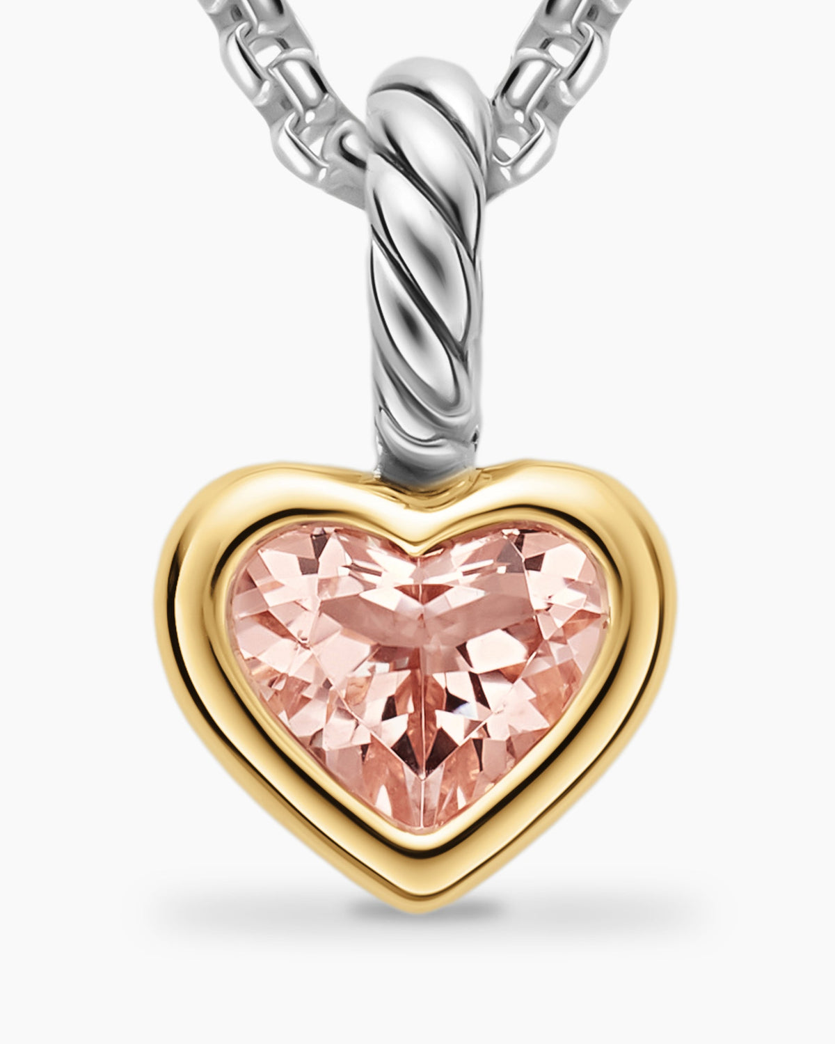 David Yurman Mini Heart Amulet in Sterling Silver with 14K Yellow Gold and Morganite, 7.2mm David Yurman Women’s
