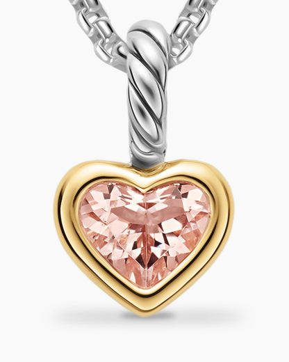 David Yurman Mini Heart Amulet in Sterling Silver with 14K Yellow Gold and Morganite, 7.2mm David Yurman Women’s