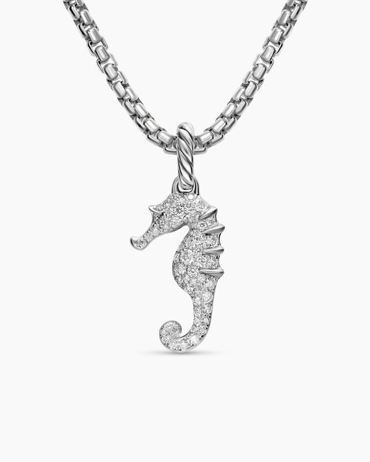 David Yurman Seahorse Amulet in Sterling Silver with Diamonds, 22mm David Yurman Women’s