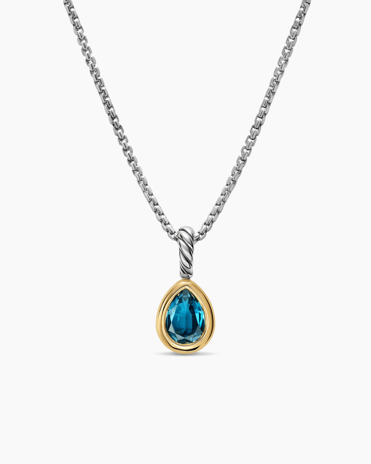 David Yurman Mini Pear Cut Amulet in Sterling Silver with 14K Yellow Gold and Hampton Blue Topaz, 11mm David Yurman Women’s