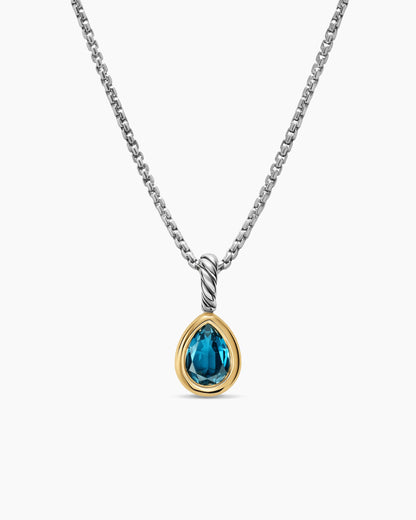 David Yurman Mini Pear Cut Amulet in Sterling Silver with 14K Yellow Gold and Hampton Blue Topaz, 11mm David Yurman Women’s