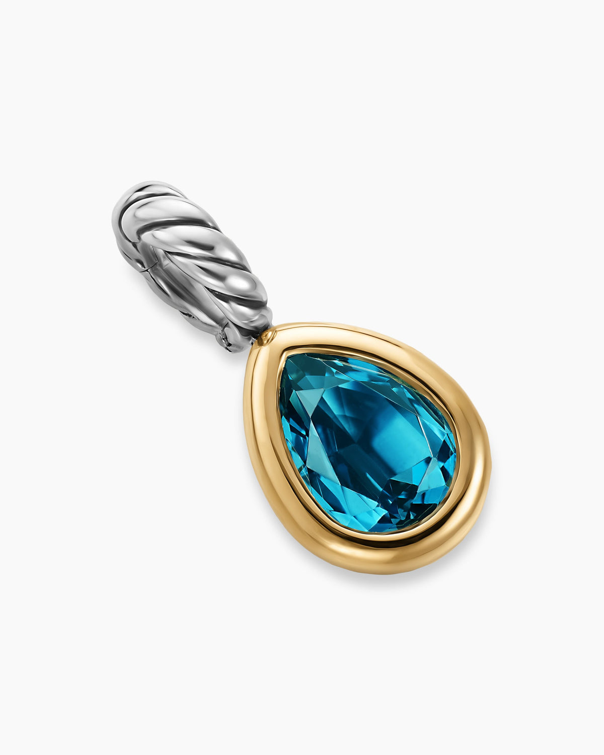 David Yurman Mini Pear Cut Amulet in Sterling Silver with 14K Yellow Gold and Hampton Blue Topaz, 11mm David Yurman Women’s