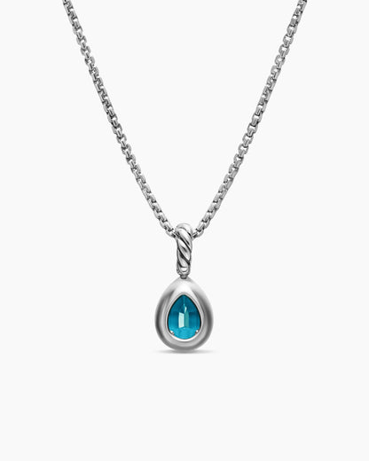 David Yurman Mini Pear Cut Amulet in Sterling Silver with 14K Yellow Gold and Hampton Blue Topaz, 11mm David Yurman Women’s