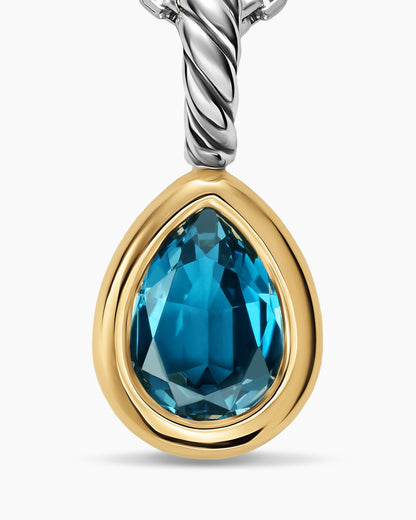 David Yurman Mini Pear Cut Amulet in Sterling Silver with 14K Yellow Gold and Hampton Blue Topaz, 11mm David Yurman Women’s
