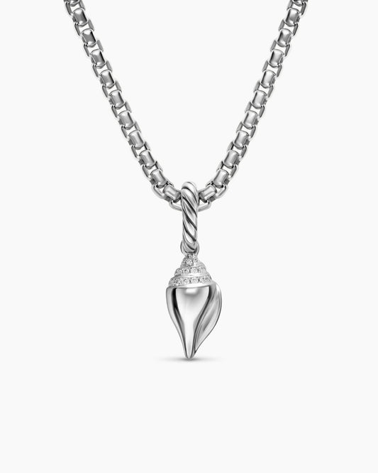 David Yurman Petite Pavé Shell Amulet in Sterling Silver with Diamonds, 15mm David Yurman Women’s