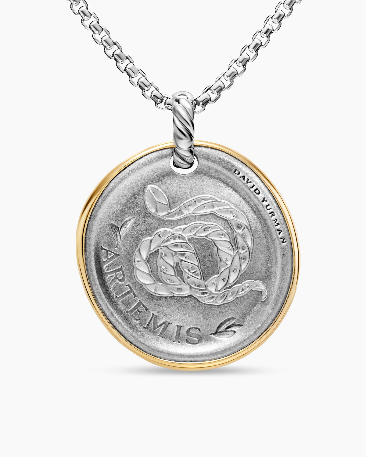 David Yurman Artemis Medallion Amulet in Sterling Silver with 14K Yellow Gold and Diamonds, 29.5mm David Yurman Women’s