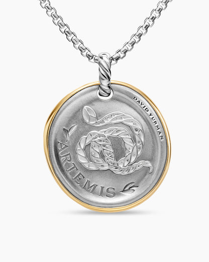 David Yurman Artemis Medallion Amulet in Sterling Silver with 14K Yellow Gold and Diamonds, 29.5mm David Yurman Women’s