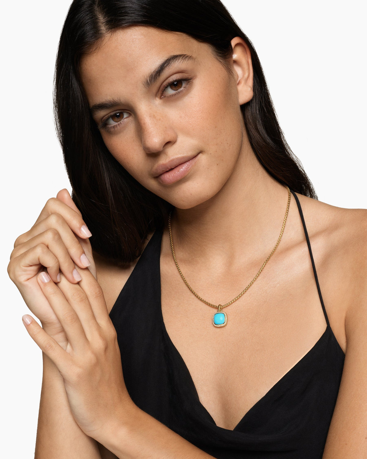 David Yurman Albion® Pendant in 18K Yellow Gold with Turquoise and Diamonds, 11mm David Yurman Women’s