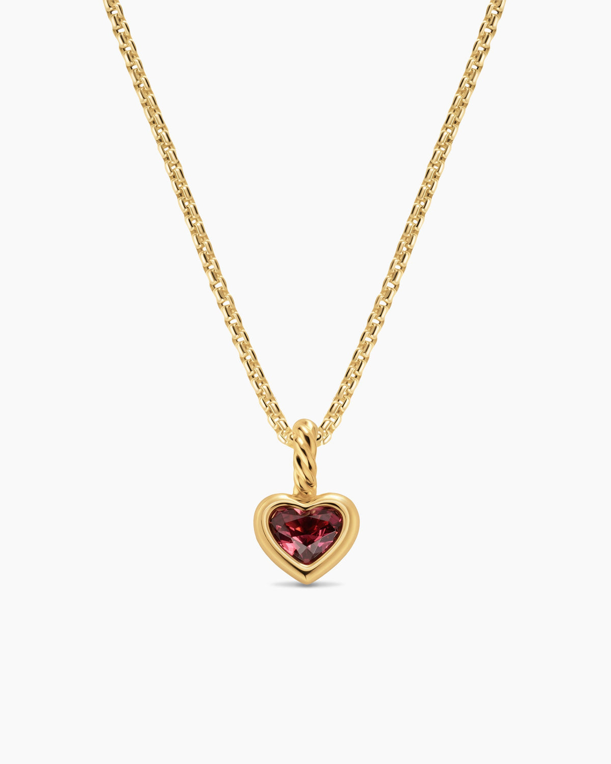David Yurman Mini Heart Amulet in 18K Yellow Gold with Rhodolite Garnet, 7.2mm David Yurman Women’s