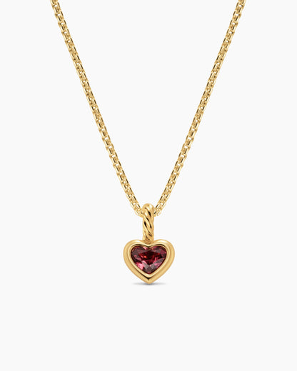 David Yurman Mini Heart Amulet in 18K Yellow Gold with Rhodolite Garnet, 7.2mm David Yurman Women’s