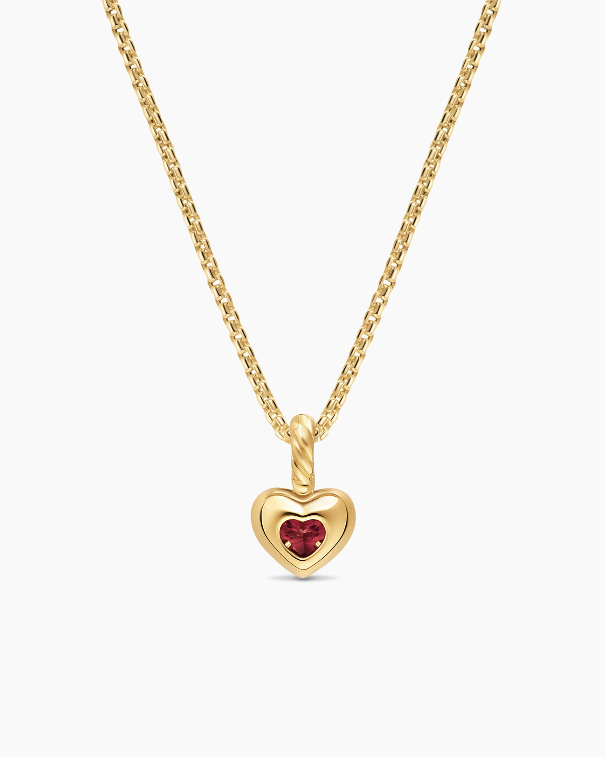 David Yurman Mini Heart Amulet in 18K Yellow Gold with Rhodolite Garnet, 7.2mm David Yurman Women’s