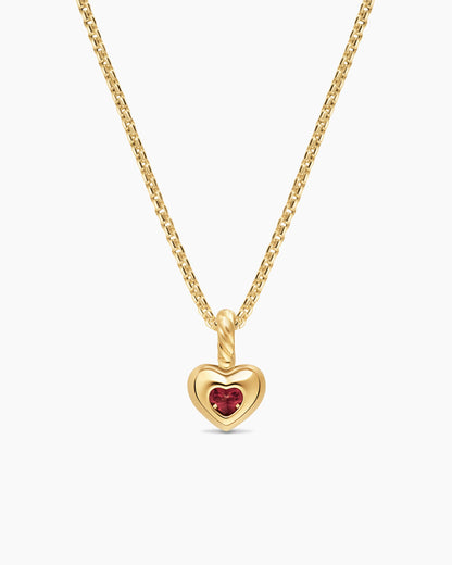 David Yurman Mini Heart Amulet in 18K Yellow Gold with Rhodolite Garnet, 7.2mm David Yurman Women’s