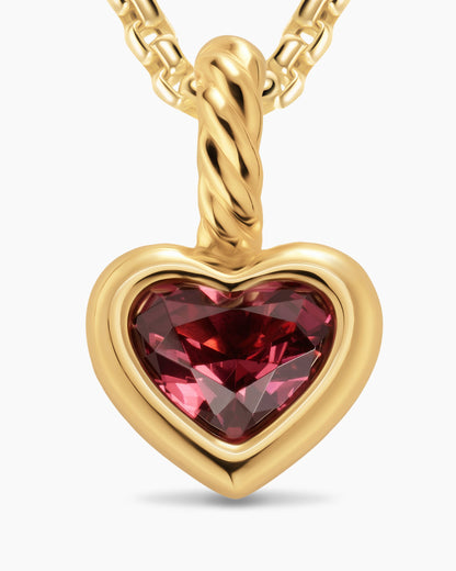 David Yurman Mini Heart Amulet in 18K Yellow Gold with Rhodolite Garnet, 7.2mm David Yurman Women’s