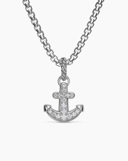 David Yurman Anchor Amulet in Sterling Silver with Diamonds, 14.2mm David Yurman Women’s