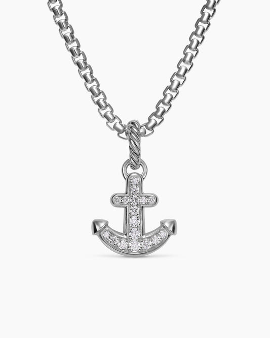 David Yurman Anchor Amulet in Sterling Silver with Diamonds, 14.2mm David Yurman Women’s