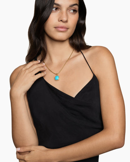 David Yurman Albion® Pendant in 18K Yellow Gold with Turquoise and Diamonds, 15mm David Yurman Women’s